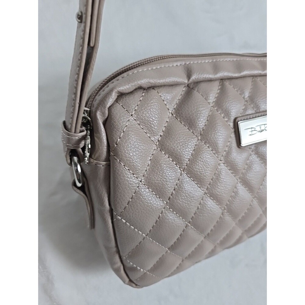 Bella Russo Crossbody Handbag Women Tan Faux Leather Quilted Chain Strap Purse - Picture 5 of 8